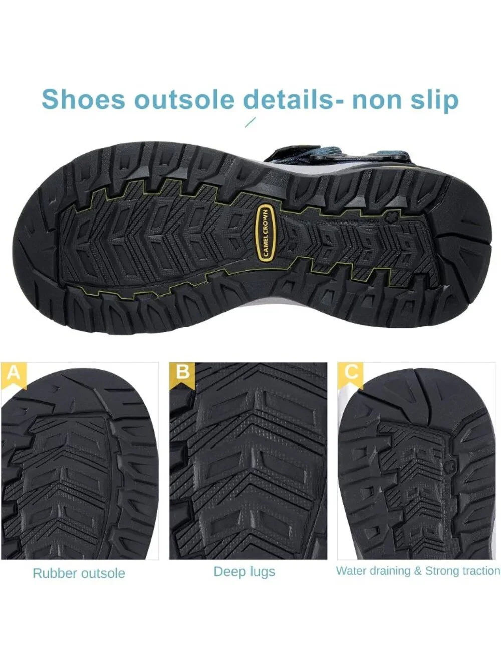 Men's Light Blue Arch Support Open Toe Beach Comfortable Hiking Sandals Shoes